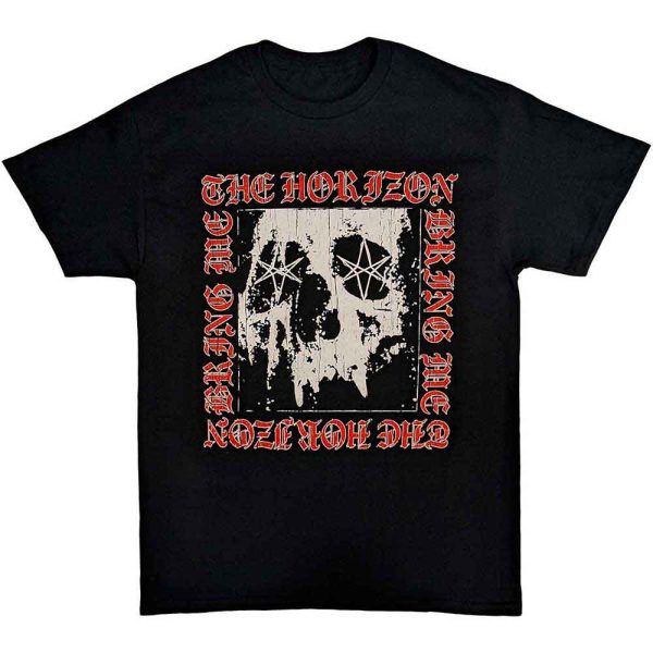 BRING ME THE HORIZON UNISEX T-SHIRT: METAL LOGO SKULL