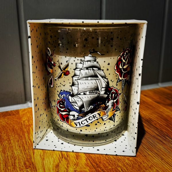 Victory Ship Tattoo Print Scented Candle