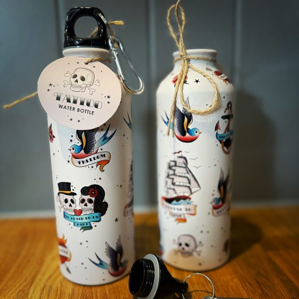 Tattoo Print Metal Water Bottle - Image 3