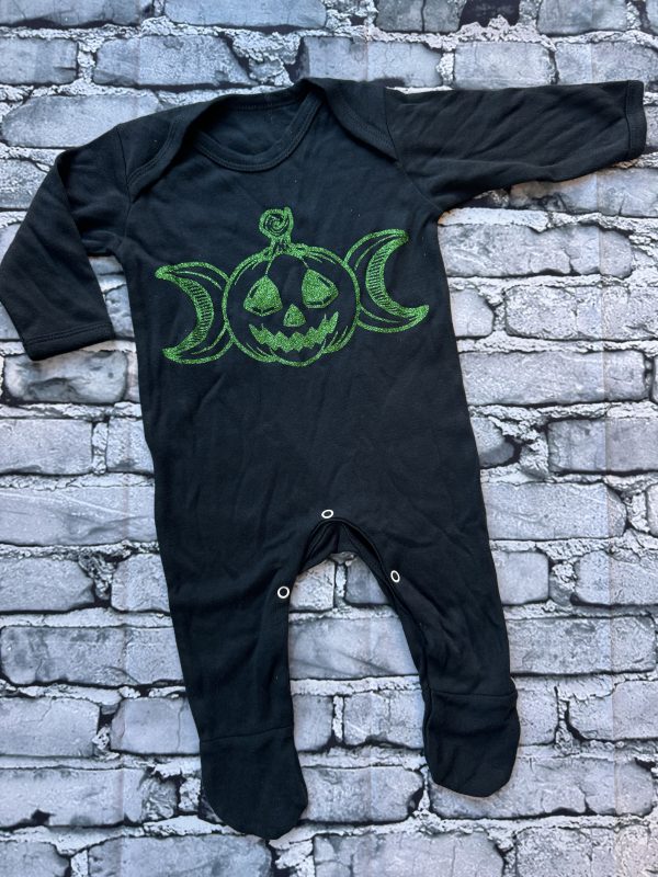 Premade - Pumpkin Skull Printed Sleepsuit 6-12m