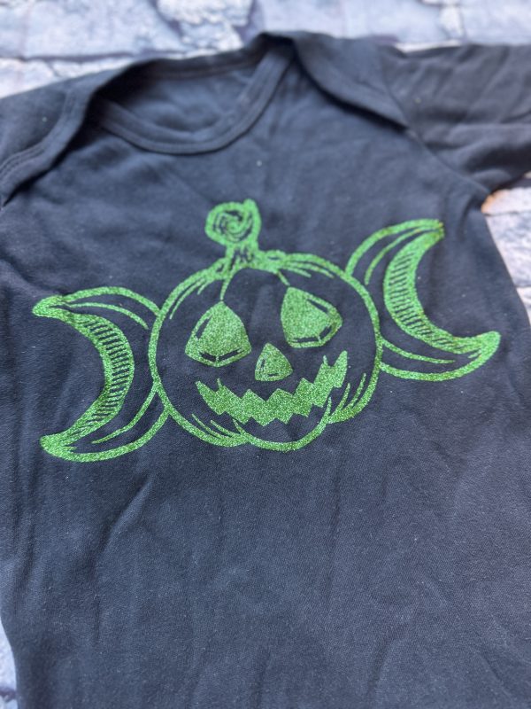 Premade - Pumpkin Skull Printed Sleepsuit 6-12m - Image 2