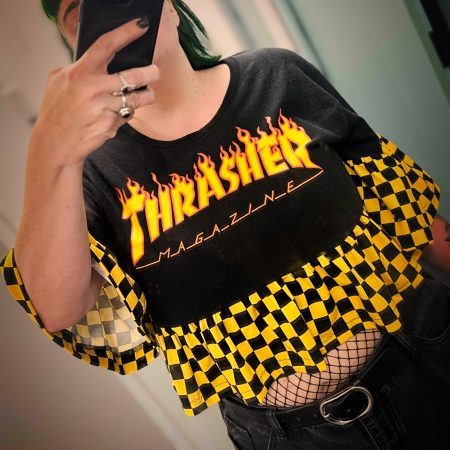 Adult Upcycled Frilled Crop Tee