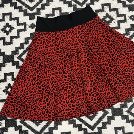 Pre-Made Red Leopard Skater Skirt with POCKETS 14
