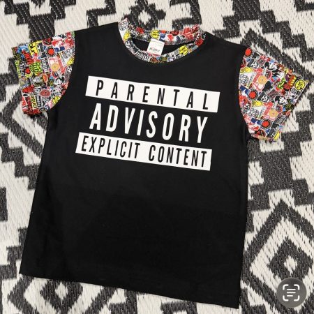 Pre-Made Band Stickerbomb Sewn Tee with Vinyl Add On 5-6y