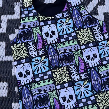 Pre-Made Spooky Tiki Long Leg Romper 12-18m