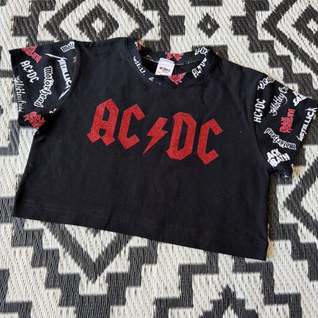 Pre-Made Classic Metal Bands Crop Tee 6-7y